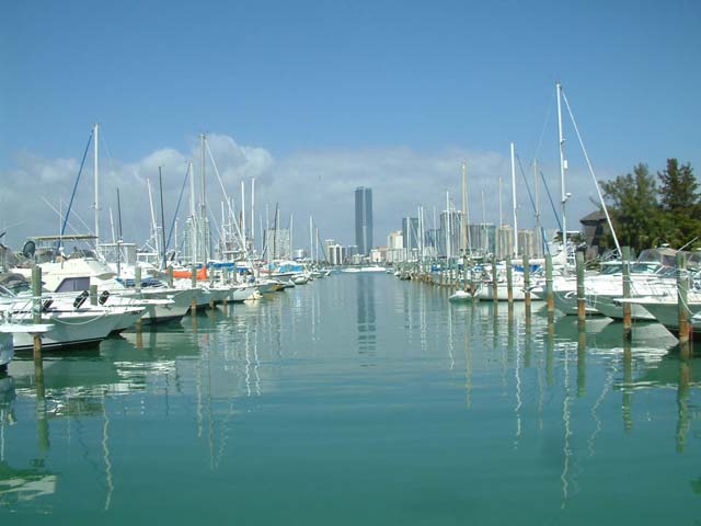 Key Biscayne real estate -  View of Miami from Rickenbacker Marina