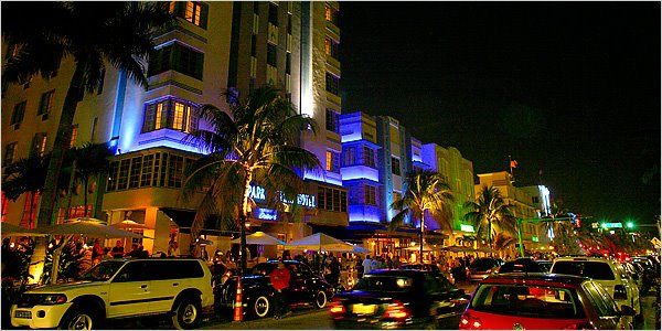 South  Beach Ocean Drive Miami Beach at night