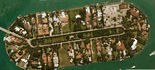 Star Island Real Estate - arial map view of Star Island in Miami Beach Florida